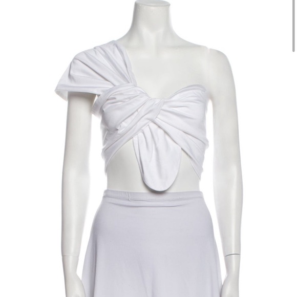 Just Bee Queen White One-Shoulder Women Top - Picture 3 of 3